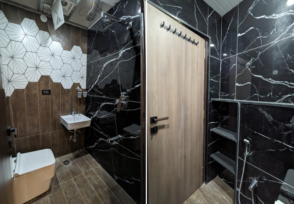 custom bathroom tiles patterns, hexagon tiles, black bathroom design